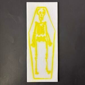 Yellow Skeleton White Glass Panel Skull Coffin 10x4 Stained Glass Lamp Art Craft